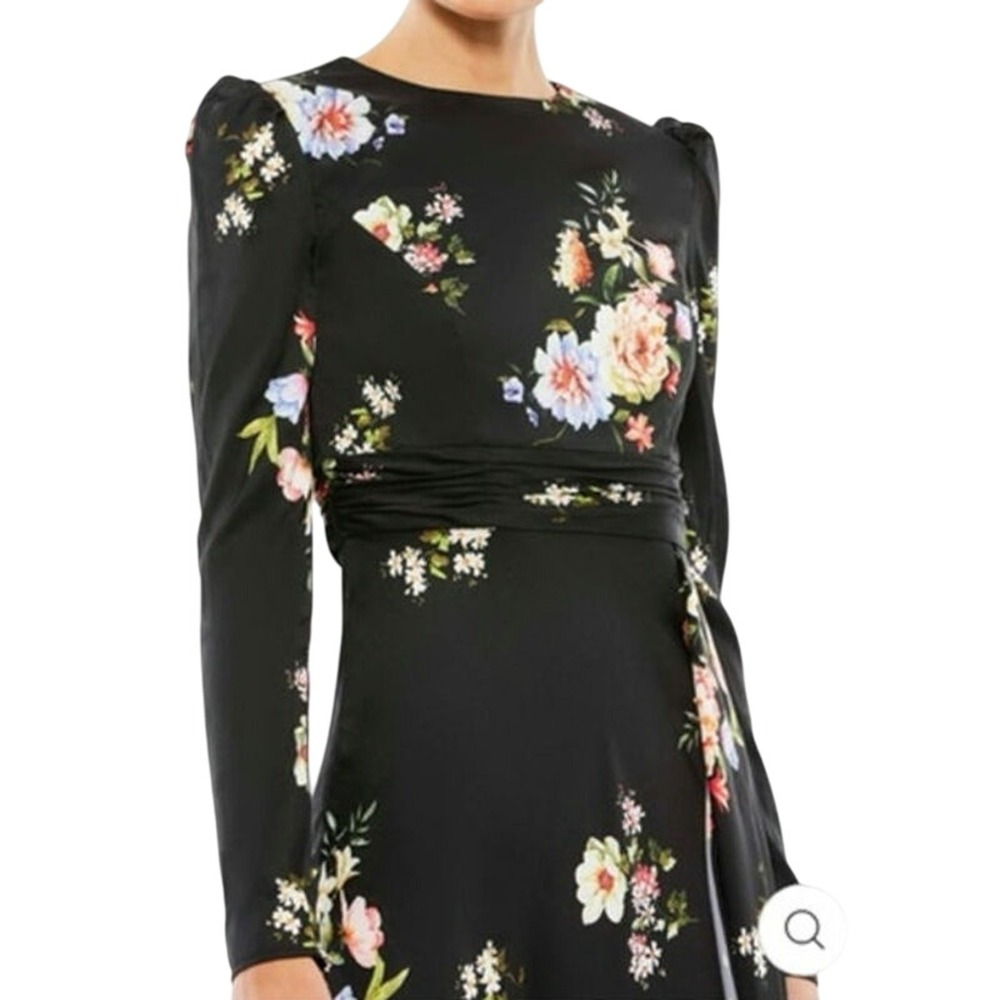Mac Duggal Black Floral Maxi Dress Size 16 - Picture 2 of 14